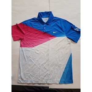 Nike Golf Polo‎ Mens Lg Tour Performance Multicolored Pink Blue Loud